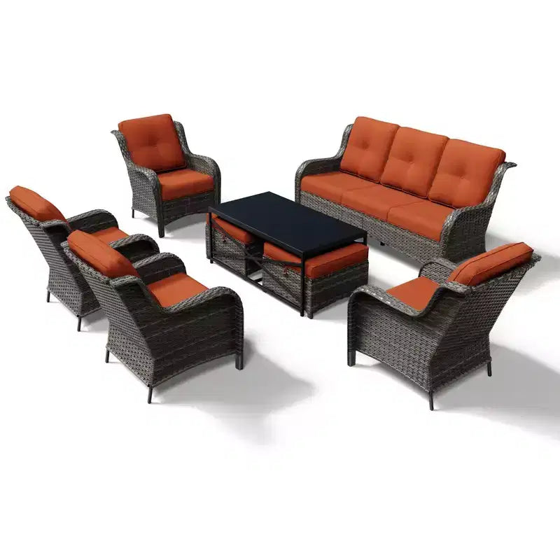 Ensemble de canapé d'extérieur tout temps UPTIOT avec ottoman convertible et table basse