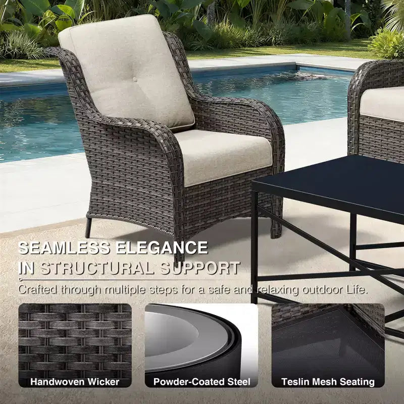 Ensemble de patio extérieur UPTIOT avec canapé confortable, fauteuils d'appoint et foyer multifonctionnel