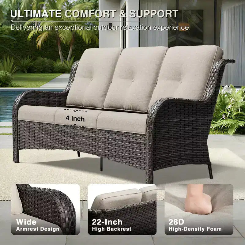 Ensemble de patio extérieur UPTIOT avec canapé confortable, fauteuils d'appoint et foyer multifonctionnel