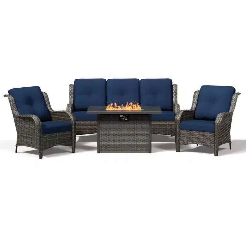 Ensemble de patio extérieur UPTIOT avec canapé confortable, fauteuils d'appoint et foyer multifonctionnel