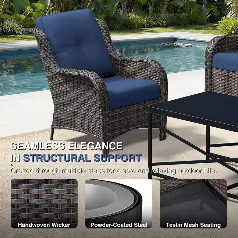 Ensemble de patio extérieur UPTIOT avec canapé confortable, fauteuils d'appoint et foyer multifonctionnel