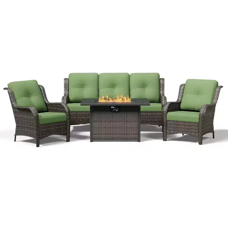 Ensemble de patio extérieur UPTIOT avec canapé confortable, fauteuils d'appoint et foyer multifonctionnel
