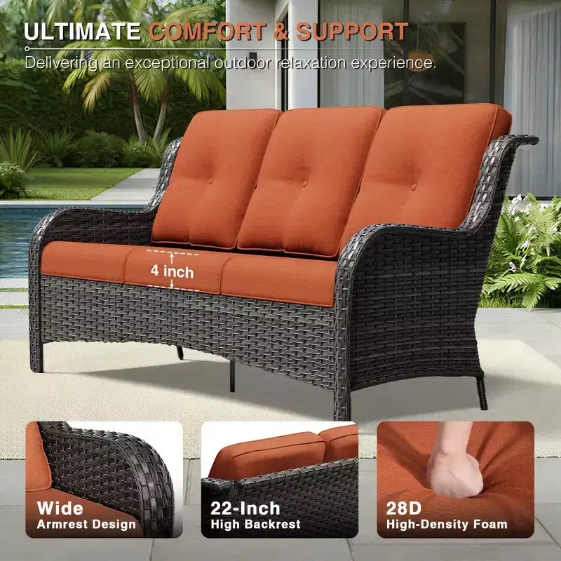Ensemble de patio extérieur UPTIOT avec canapé confortable, fauteuils d'appoint et foyer multifonctionnel