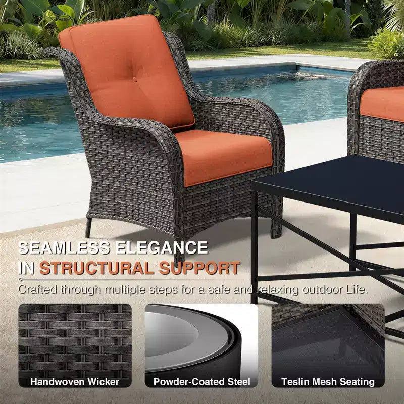 Ensemble de patio extérieur UPTIOT avec canapé confortable, fauteuils d'appoint et foyer multifonctionnel