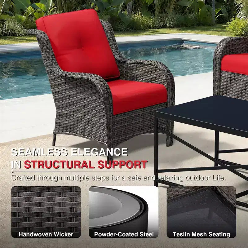 Ensemble de patio extérieur UPTIOT avec canapé confortable, fauteuils d'appoint et foyer multifonctionnel