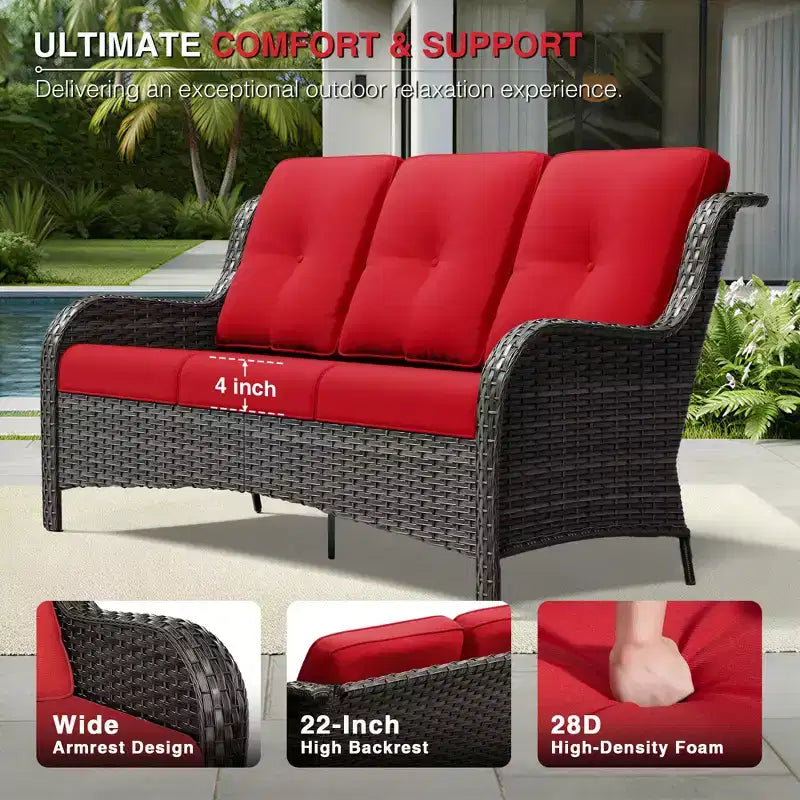 Ensemble de patio extérieur UPTIOT avec canapé confortable, fauteuils d'appoint et foyer multifonctionnel