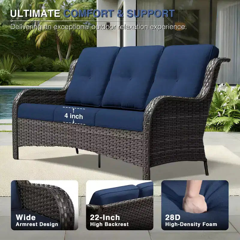 Ensemble de patio extérieur UPTIOT avec canapé confortable, fauteuils d'appoint et foyer multifonctionnel