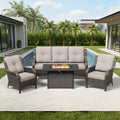Ensemble de patio extérieur UPTIOT avec canapé confortable, fauteuils d'appoint et foyer multifonctionnel