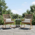 Christopher Knight Home Graziana 3 Piece Outdoor Rattan Rocking Chair with Ceramic Tile End Table