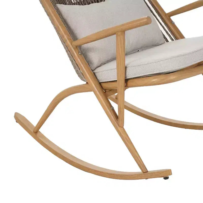 Christopher Knight Home Graziana Ensemble 3 pièces de chaises à bascule d'extérieur en rotin avec table d'appoint en céramique