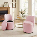 Vanity Chair with Storage,360 Swivel Makeup Chair with Back,Modern Swivel Accent Stool Barrel Chair Upholstered Ottoman Vanity Stool with Back