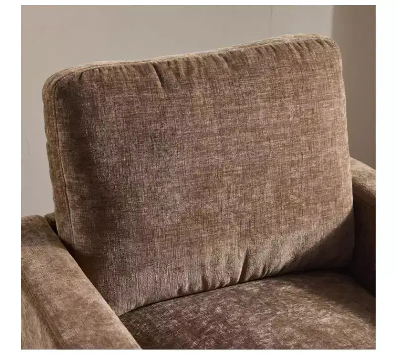 Karl Home Modern Comfy Upholstered Armchair with Back Pillow, 360 Degree Square Swivel Barrel Accent Chair for Living Room Beige