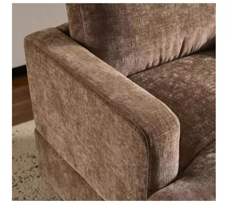 Karl Home Modern Comfy Upholstered Armchair with Back Pillow, 360 Degree Square Swivel Barrel Accent Chair for Living Room Beige