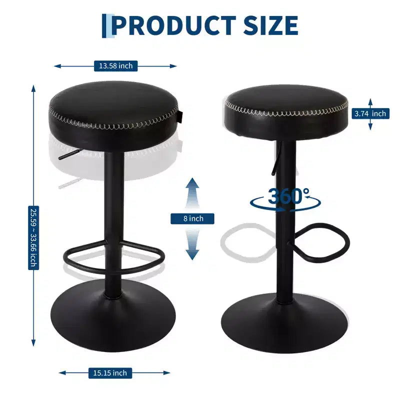 Tabourets de bar réglables modernes, lot de 2, pivotants à 360°, pour îlot de cuisine, bar de maison, salon