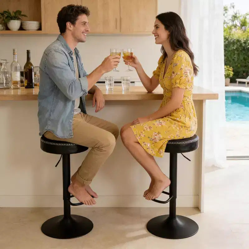 Tabourets de bar réglables modernes, lot de 2, pivotants à 360°, pour îlot de cuisine, bar de maison, salon