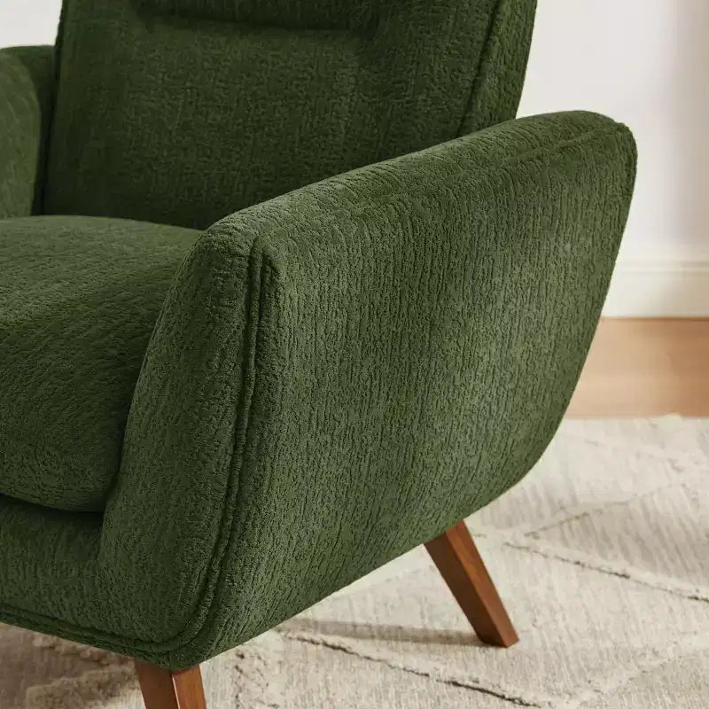 Art Leon Comfortable Jacquard Flannel Accent Chair with Wood Legs