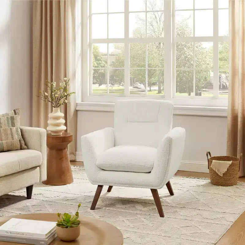 Art Leon Comfortable Jacquard Flannel Accent Chair with Wood Legs
