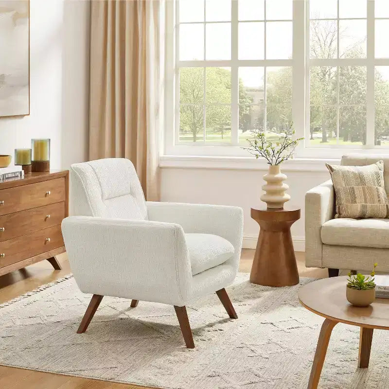 Art Leon Comfortable Jacquard Flannel Accent Chair with Wood Legs