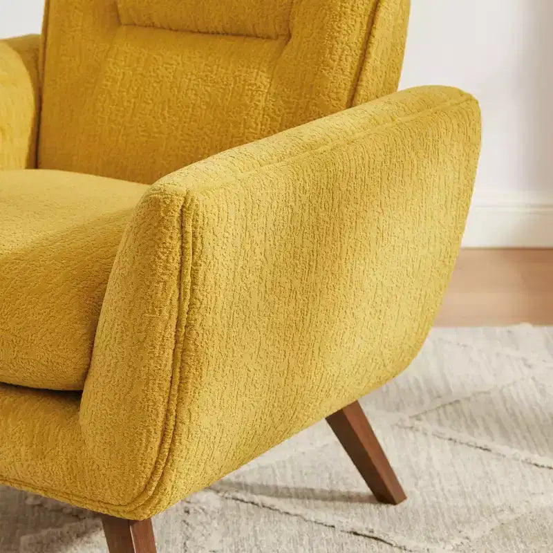 Art Leon Comfortable Jacquard Flannel Accent Chair with Wood Legs