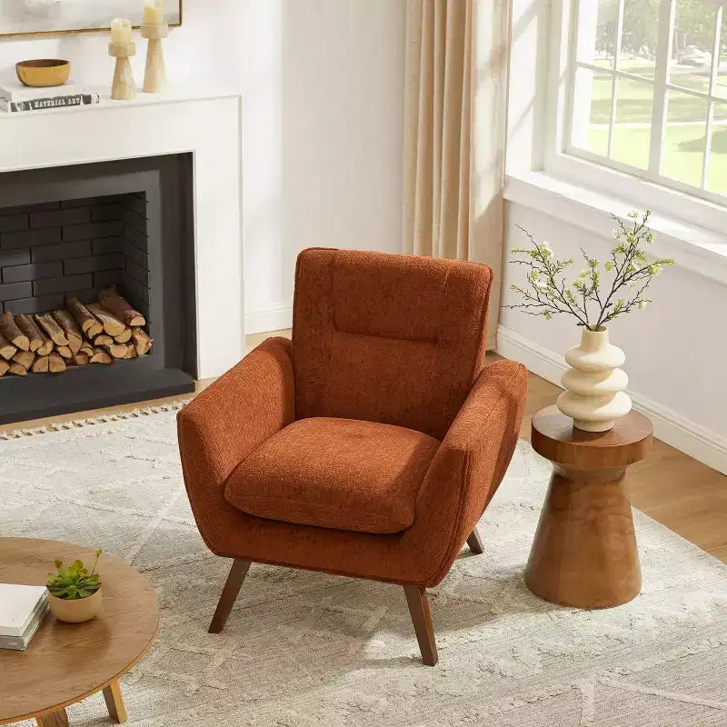 Art Leon Comfortable Jacquard Flannel Accent Chair with Wood Legs