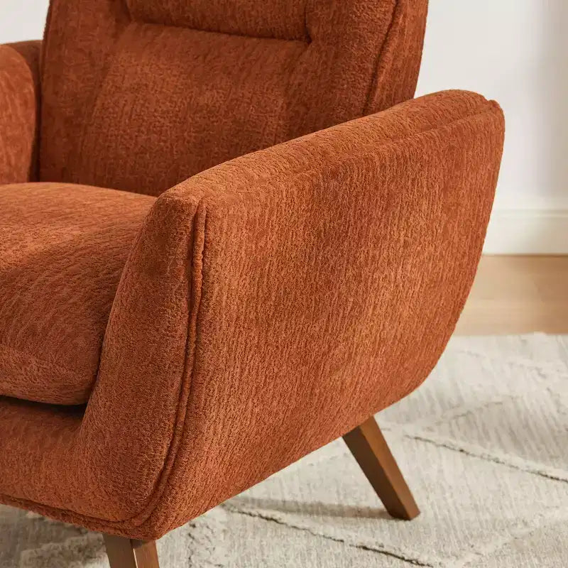 Art Leon Comfortable Jacquard Flannel Accent Chair with Wood Legs