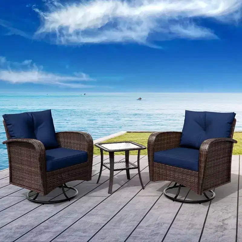 UPTIOT 35 Ensemble de Fauteuils à Bascule Pivotants avec Table d'Appoint en Verre Trempé