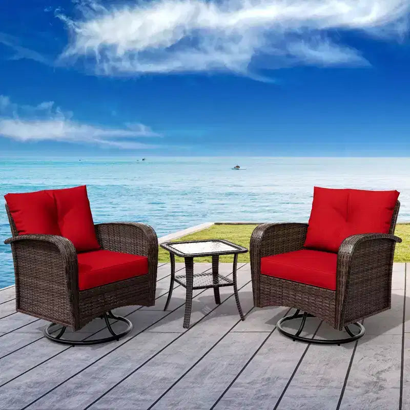 UPTIOT 35 Ensemble de Fauteuils à Bascule Pivotants avec Table d'Appoint en Verre Trempé