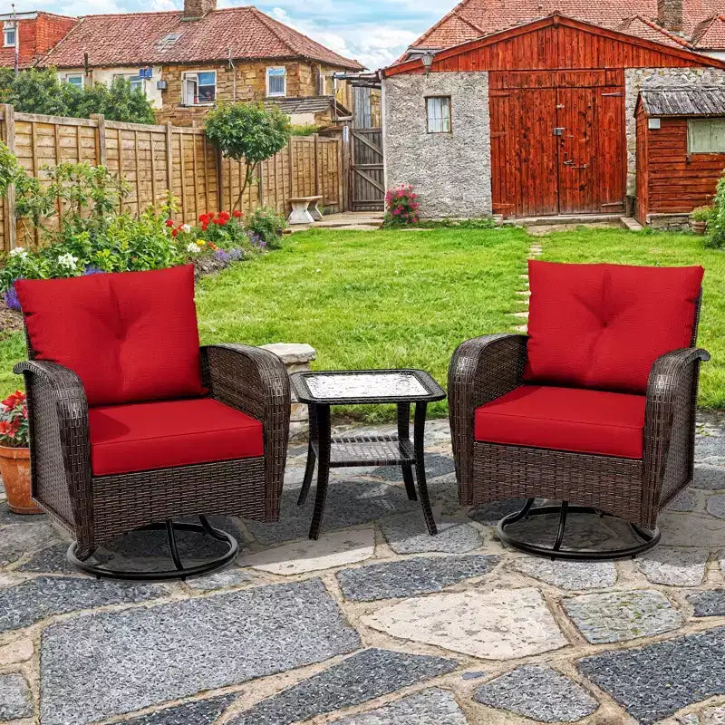 UPTIOT 35 Ensemble de Fauteuils à Bascule Pivotants avec Table d'Appoint en Verre Trempé