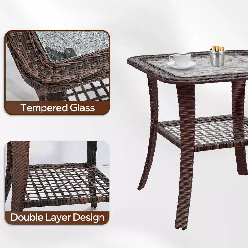 UPTIOT 35 Ensemble de Fauteuils à Bascule Pivotants avec Table d'Appoint en Verre Trempé