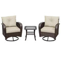 UPTIOT 35 Swivel Rocking Chair Set with Tempered Glass Side Table