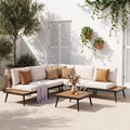 LAUSAINT HOME 6 Pieces Metal Conversation Sofa Set with Coffee Top Table, Outdoor Sectional Patio Furniture Set