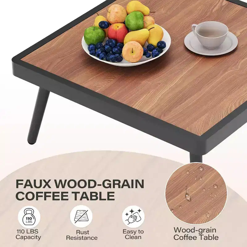 LAUSAINT HOME Ensemble canapé de conversation 6 pièces en métal avec table basse, salon de jardin modulable pour extérieur