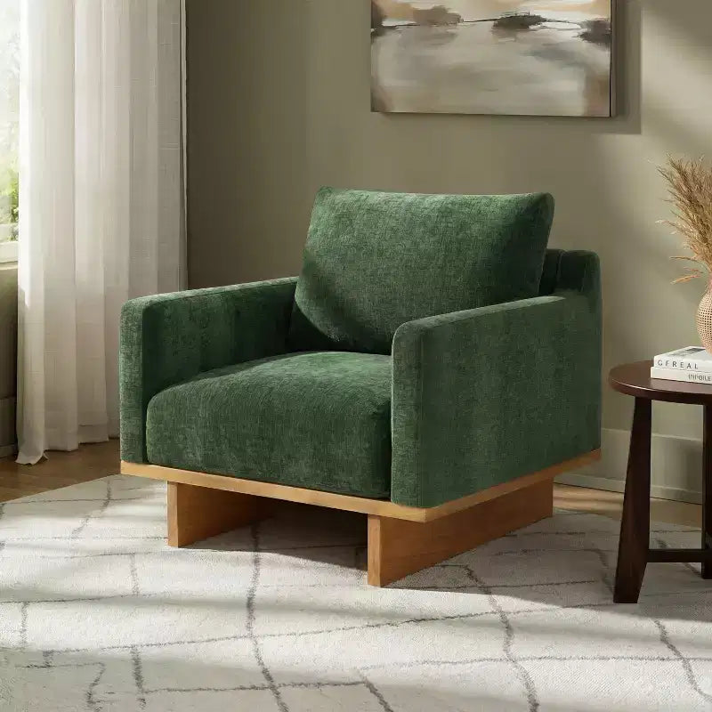 Christopher Knight Home Niran Modern Rubberwood Boucle Upholstered Accent Chair with Soft Cushion