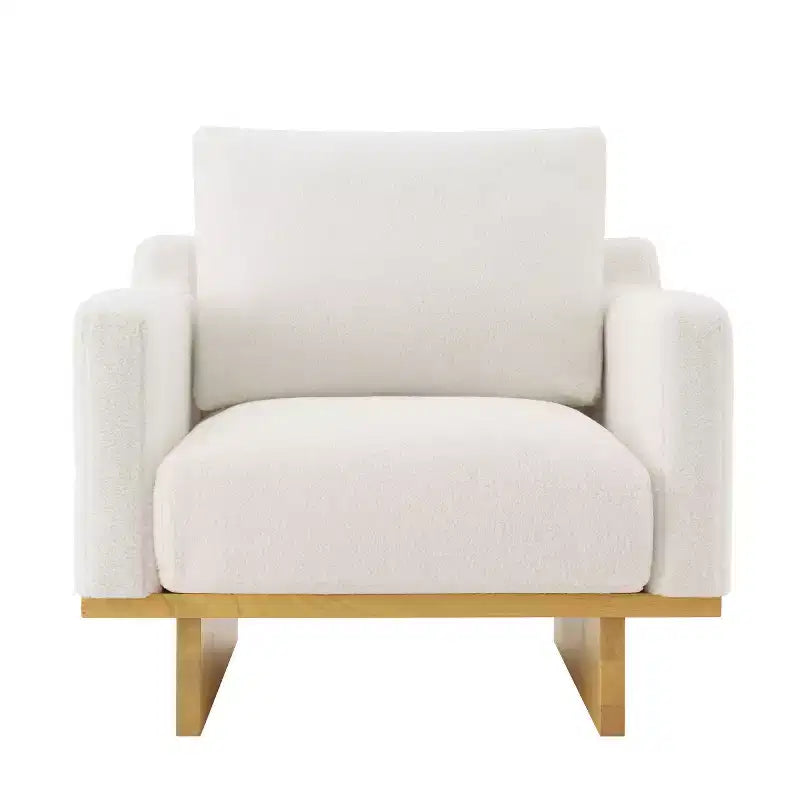 Christopher Knight Home Niran Modern Rubberwood Boucle Upholstered Accent Chair with Soft Cushion