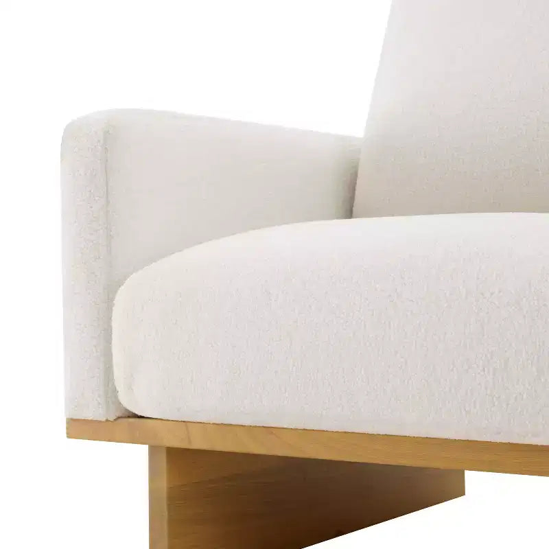 Christopher Knight Home Niran Modern Rubberwood Boucle Upholstered Accent Chair with Soft Cushion