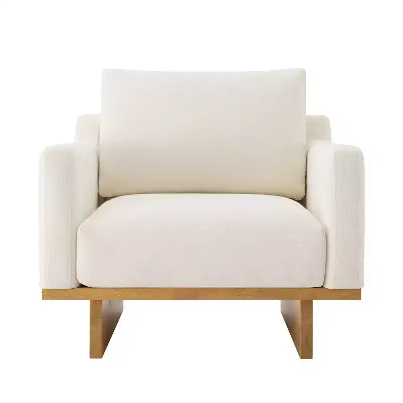 Christopher Knight Home Niran Modern Rubberwood Boucle Upholstered Accent Chair with Soft Cushion