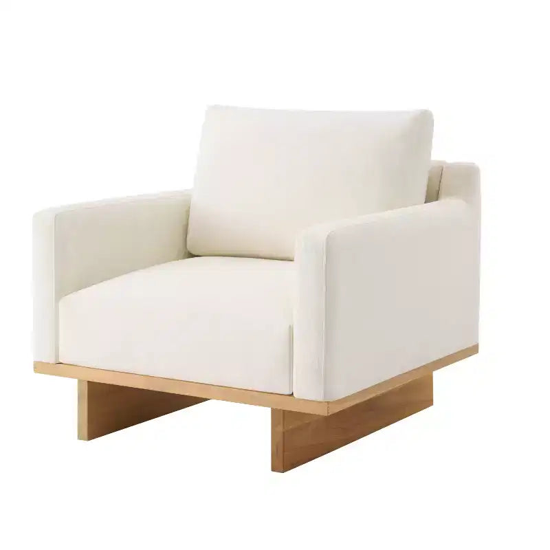 Christopher Knight Home Niran Modern Rubberwood Boucle Upholstered Accent Chair with Soft Cushion