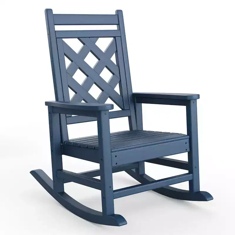 All-Weather HDPE Adirondack Rocking Chair, 380LBS, Weather Resistant, High Back, Wide Armrests, for Deck, Patio, Pool, Backyard