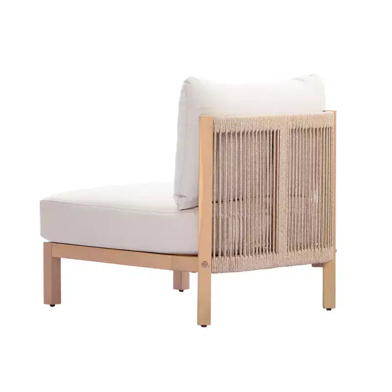 Christopher Knight Home Phachara Ensemble de patio moderne 4 pièces en bois d'acacia avec tressage en corde et coussins