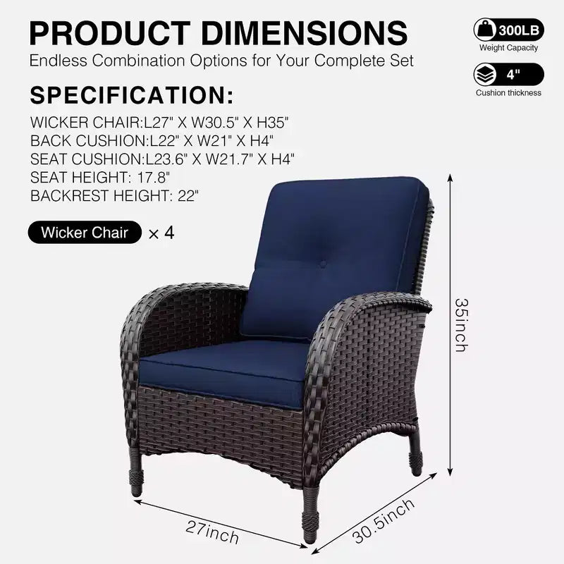 Chaises de patio haut de gamme UPTIOT en osier tressé à la main avec coussins en oléfine pour un confort et une durabilité extérieurs