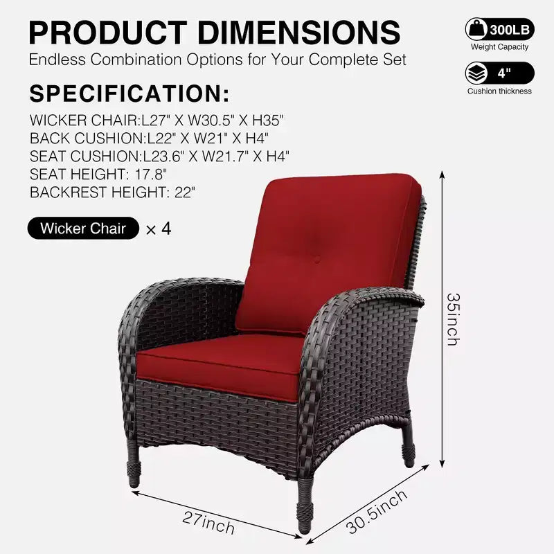 Chaises de patio haut de gamme UPTIOT en osier tressé à la main avec coussins en oléfine pour un confort et une durabilité extérieurs