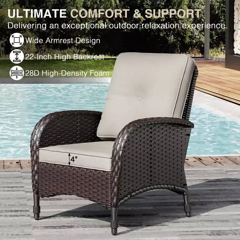 Chaises de patio haut de gamme UPTIOT en osier tressé à la main avec coussins en oléfine pour un confort et une durabilité extérieurs