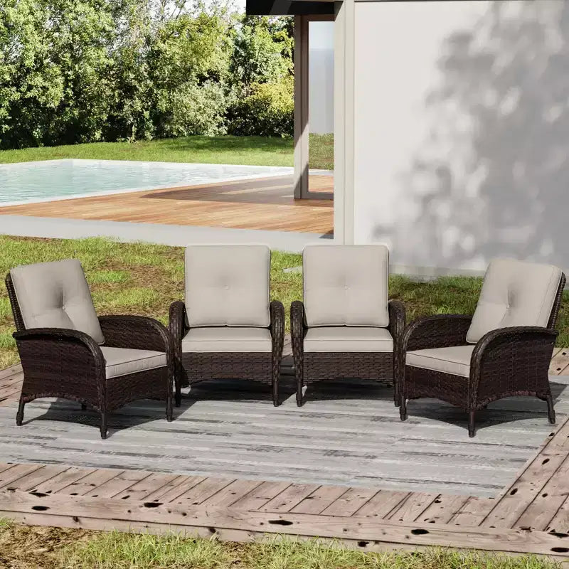 UPTIOT Premium Handwoven Wicker Patio Chairs with Olefin Cushions for Outdoor Comfort and Durability