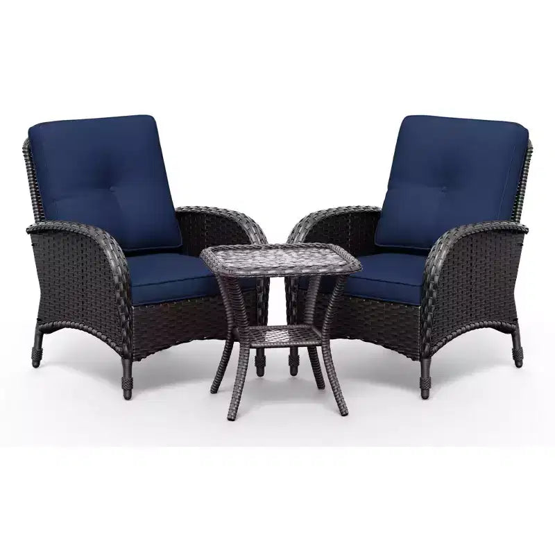 UPTIOT Ensemble fauteuil en osier d'extérieur et table d'appoint avec coussins en oléfine de qualité supérieure pour la relaxation sur la terrasse