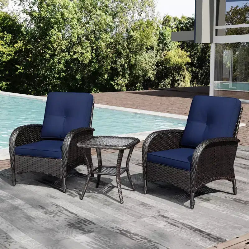 UPTIOT Ensemble fauteuil en osier d'extérieur et table d'appoint avec coussins en oléfine de qualité supérieure pour la relaxation sur la terrasse