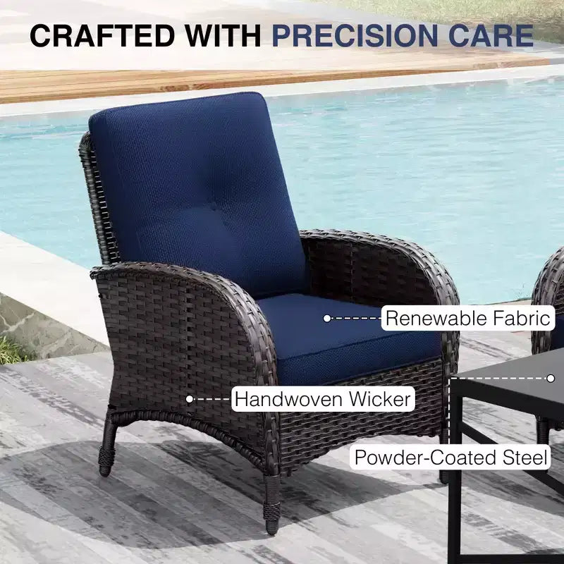 UPTIOT Ensemble fauteuil en osier d'extérieur et table d'appoint avec coussins en oléfine de qualité supérieure pour la relaxation sur la terrasse