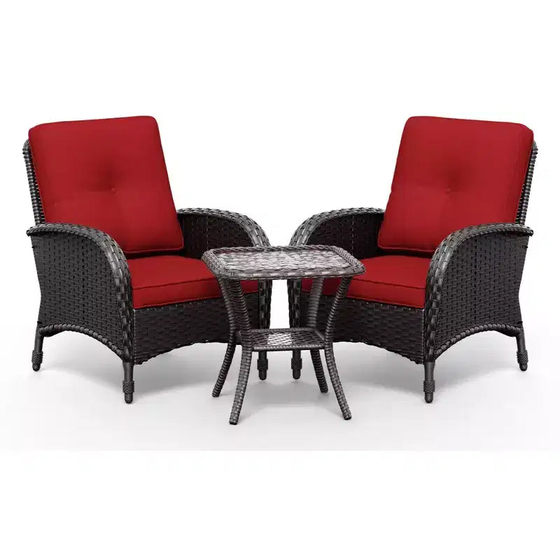 UPTIOT Ensemble fauteuil en osier d'extérieur et table d'appoint avec coussins en oléfine de qualité supérieure pour la relaxation sur la terrasse