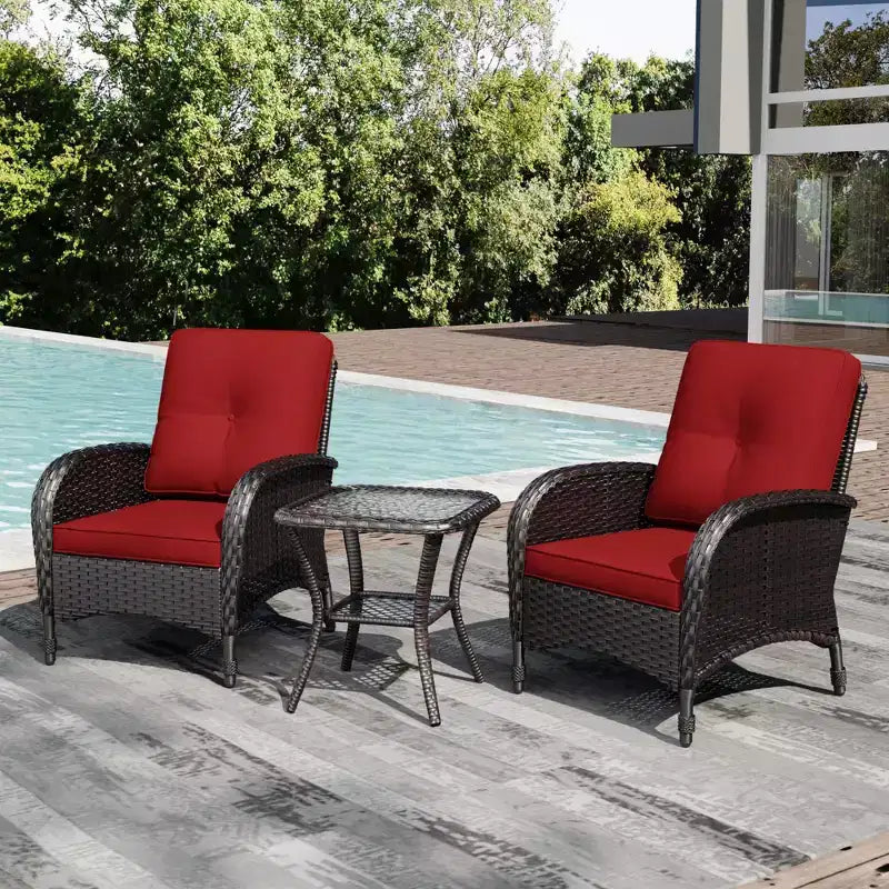 UPTIOT Ensemble fauteuil en osier d'extérieur et table d'appoint avec coussins en oléfine de qualité supérieure pour la relaxation sur la terrasse