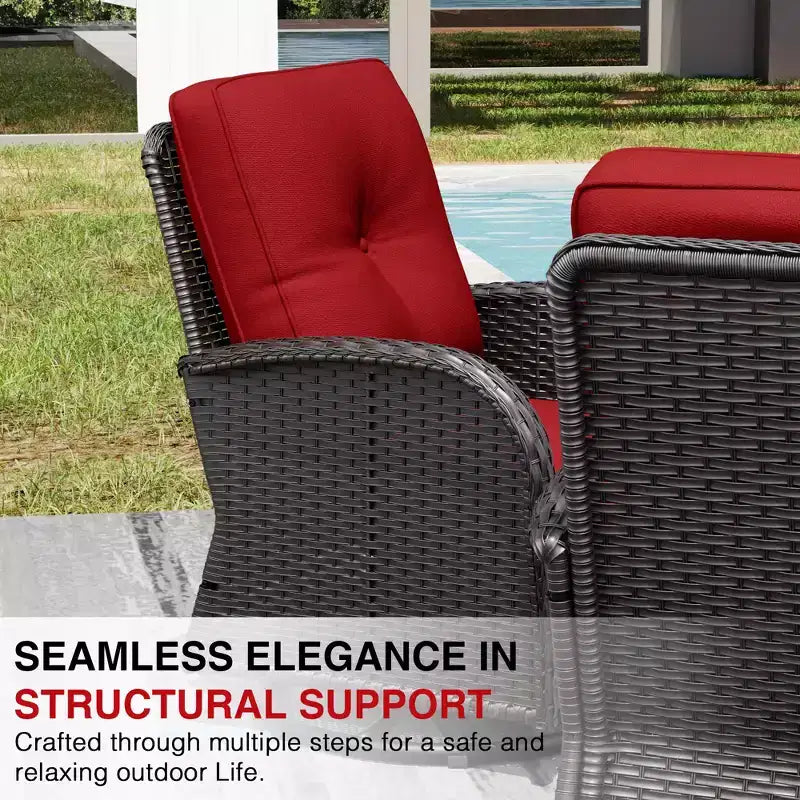 UPTIOT Ensemble fauteuil en osier d'extérieur et table d'appoint avec coussins en oléfine de qualité supérieure pour la relaxation sur la terrasse