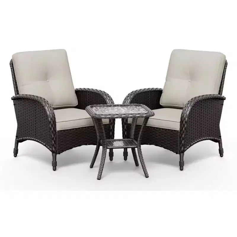 UPTIOT Ensemble fauteuil en osier d'extérieur et table d'appoint avec coussins en oléfine de qualité supérieure pour la relaxation sur la terrasse
